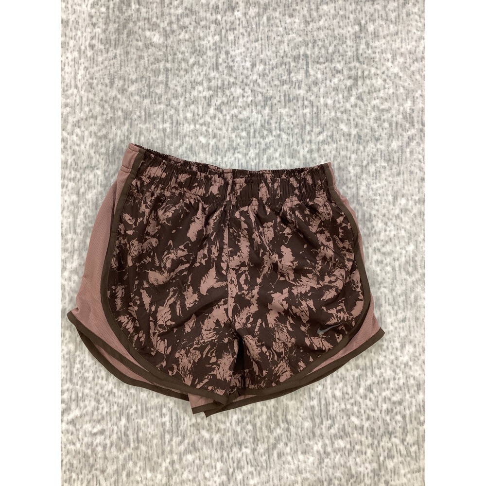 Nike DriFIT Womens XS Running Shorts Mauve Brown Abstract Print Athletic Workout